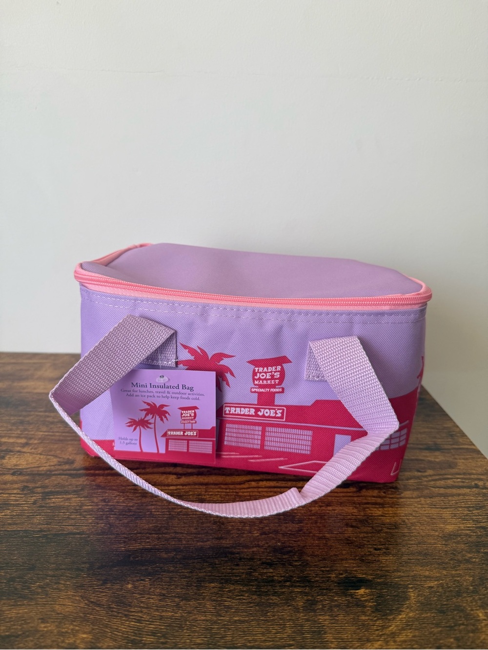 Authentic Trader Joe's Pink & Lavender Mini Insulated Lunch Bag